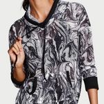 Victoria's Secret Black White Marble Swirl Mesh Sport Drawstring Hoodie Photo 0