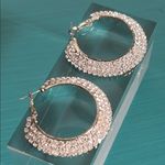 Wedding Bridal Formal Prom Rhinestone and Silver Hoop Earrings Photo 3