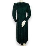 Vintage Crushed Velvet Dress Green Lace Collar Lanz Long Sleeve Christmas Party Size XS Photo 2
