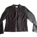 Christopher & Banks Vegan Leather JACKET Full Zip Black Lace Front Women's MED Photo 0
