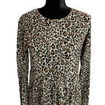 ZARA Trafaluc Size Large Leopard Print Long Sleeve Tunic Shift Dress Party Photo 1