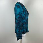 Madison Gray Blouse 8 Beaded Silk Teal Black Long Sheer Sleeve‎ Top Green Photo 4