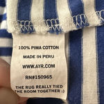 AYR  The French Fry T-Shirt Womens L Blue White Striped Long Sleeve Top Nautical Photo 5