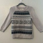 Old Navy womens gray fair isle crewneck knit sweater with sequins size small Photo 0