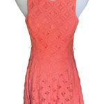 kim rogers Juniors Womens City Triangles Coral Zipper Back Lace Sleeveless Party Dress Sz 7 Photo 0