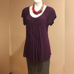 Coldwater Creek  Purple SS Scoop Neck Blouse Sz. L Photo 1