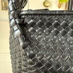 NA-KD Woven Rounded Bag Purse Black Faux Leather Photo 3