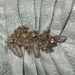 KM Collections Milla Bell Dress Sz 16 Wedding Formal Mint Green Silver Metallic Photo 5