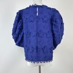 Farm Rio NWT  3D Star Embroidery Top Blouses Shirt Blue Size M Short Sleeve Photo 8