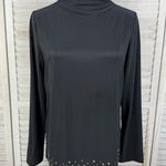 RAFAEL Black Mockneck Blouse with Gold Stud Details Photo 0