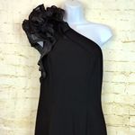 Aidan Mattox Gown Womens 6 Black One Shoulder Organza Sleeve Mermaid Evening NWT Photo 4