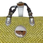 Michael Kors  Woven Chartreuse Straw Gold Leather Shoulder‎ Tote Handbag Purse Photo 5