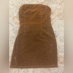 Essue Brown shimmery strapless dress with black tie back Photo 1