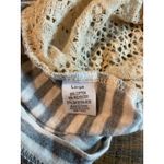 Y2K Peach Lace Long Sleeve Top Large Poof Blouse Striped Shirt L Fall Beige Photo 8