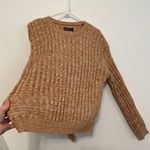 BLANKNYC Heather Ribbed Crewneck Sweater Tan Brown White Marled Winter Photo 8
