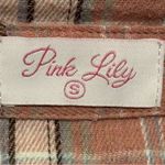 Pink Lily  Button Down Flannel Shirt Front Pocket Pink Flannel Size Small Photo 7