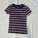 Aeropostale Blue pink white stripped shirt Teen/Women’s M Photo 0