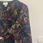 Vtg 80s Alicia Black Quilted Floral Jacket Leaf Print Cottage Fall Prairie Large Photo 3