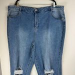 Eloquii Elements Distressed Straight Leg Jeans Sz 22 Medium Wash Stretch Denim Photo 2