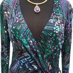 Cache Faux Wrap Stretch Adjust Self Belt Plug V Multi Color Wrap Dress $168 NWT Photo 1