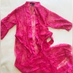 Hunkemoller Pink Peacock Lace Long Kimono Robe, NWT Size L Photo 4