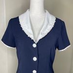 Cider Navy Blue White Lace Trim Collar Button Down Mini Dress Dark Academia Photo 3
