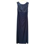 Alex Evenings  Matte Jersey Empire Sequin Lace Bodice Cowl Back Navy Maxi Dress Photo 3