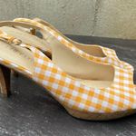 DSW Aubrey Lynn Orange plaid heels Photo 0