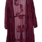 Miss Chievous Miss Cheivous Maroon Full Lace Open Front Cardigan Size M Photo 0