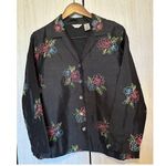 Laura Ashley  100% Silk Floral Blouse Size Medium Petite Photo 0