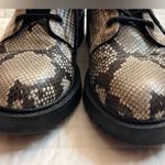 Chelsea and Violet War Womens Black Tan Snakeskin Leather LaceUp Combat Boots Photo 5