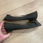 Theory NEW  Black Denim Canvas Peeptoe Bow Ballet Flats Size 37/7 US Photo 1