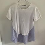 English Landing Blue White Stripe Top Sz Small High Low Flowy Photo 2