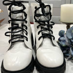 Forever 21 Forever 21 white faux leather with black laces boots size 8 Photo 0