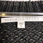 Veronica Beard  Mirnie Metallic V-Neck Long Relaxed Oversized Sweater Black XL Photo 3