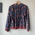 Natalie Martin Nat by Natalie Martin Blue Floral Print Tassel Peasant Blouse Size Small Photo 6