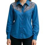 Desert West Button Down Western Shirt Blue Size XS Vintage Retro Festival Rodeo Photo 0