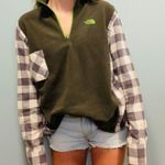 The North Face  plaid sweater! Green & Gray plaid quarter zip reworked sweatshirt Photo 3