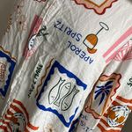 LABEL OF LOVE Linen Blend Graphic Button Down Womens Sz Medium Cream White Photo 3