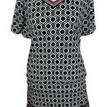 White House | Black Market Geometric Tie V Open Back Mini Dress XS Black Pink Photo 0