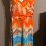 Allison Brittney Orange/Blue Boho Sleeveless Stretchy Dress Sz XL Photo 0