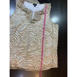 Talbots  Ruffle Neck Tank Womens Size 14W Brown White‎ Zebra Print Office Church Photo 8