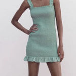 ZARA NWOT  Green Ruffle Crinkle Mini Dress Photo 0