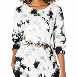 Kendall + Kylie Women’s Salt & Pepper Tie-Dye Lace Up Sweatshirt M Photo 0