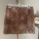 Altar'd State Altarโd State Brown Plaid Faux Leather Mini Skirt Size Medium NWT Photo 2