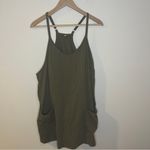 Romper Dress Shorts Women Large Green Adjustable Straps Pockets Summer Lined Photo 2