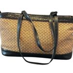 Brahmin Vintage Croc (Leather)and woven Tan and Black Tote Bag Photo 0