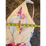Tea & Cup  Small Floral Open Back Romper Lace Edging Blue Pink Photo 5