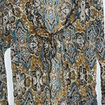 No Boundaries  Y2K Vintage Holographic Sequined Paisley Button Up Bell Sleeve Top Photo 0