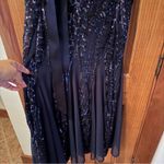 R & M Richards  Formal Gown Women’s 8 Dark Navy Blue Sequin Mother Of Bride Tie Photo 1